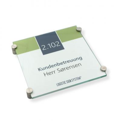 Türschild VITRUM K , Glasschild, Büroschild, Doppelglasschild